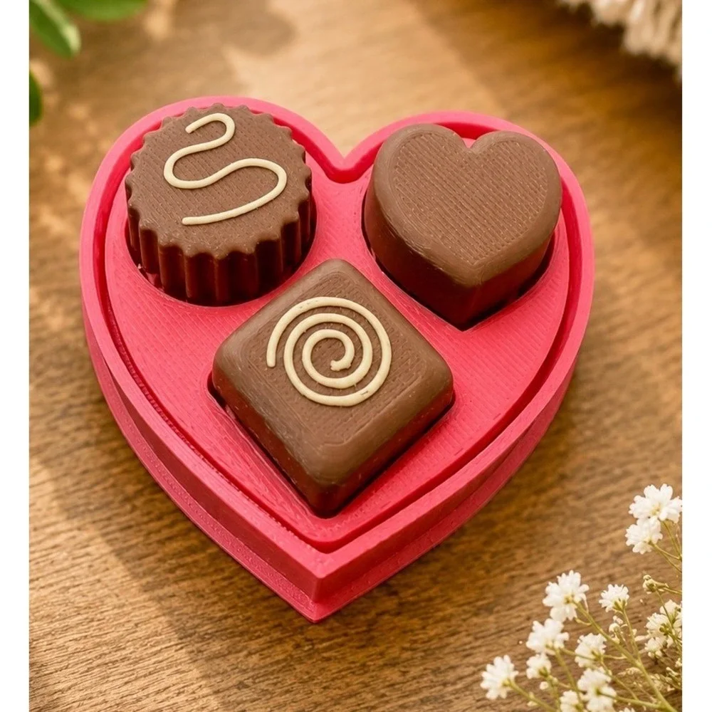 3D Heart Chocolate Box Unisex OS Pink‎ New 3D Printed Valentine Gift Decor